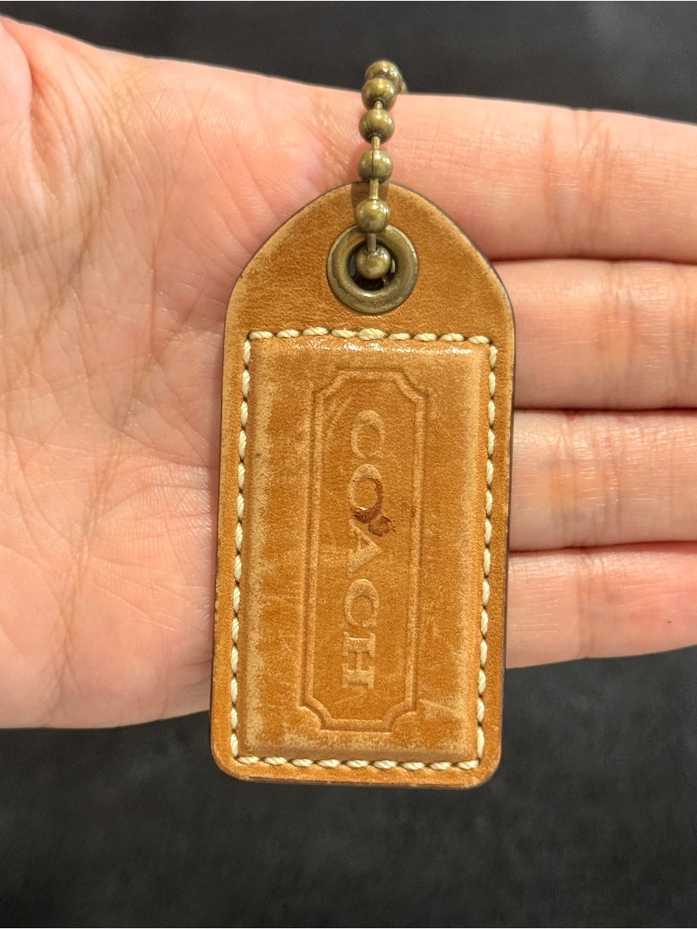 2.5" Medium Y2K Coach Leather Key Fob Bag Charm Keychain Hang Tag/Hangtag